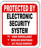 Protected by ELECTRONIC SECURITY SYSTEM Metal Aluminum composite sign