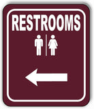RESTROOMS DIRECTIONAL LEFT ARROW CAMPING Aluminum composite sign