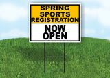 SPORTS REGISTRATION GOLD WHITE SPRING Yard Sign with Stand LAWN SIGN