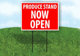 PRODUCE STAND NOW OPEN RED Plastic Yard Sign ROAD SIGN with Stand