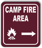 CAMPFIRE AREA DIRECTIONAL ARROW TRAIL 8 Variations Metal Aluminum composite sign