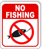 NO FISHING FISH HOOK Metal Aluminum composite sign