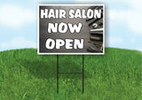 HAIR SALON NOW OPEN Plastic Yard Sign ROAD SIGN with Stand