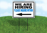 NOW HIRING BLUE LEFT ARROW Yard Sign Road with Stand LAWN SIGN Single sided