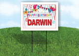 DARWIN HAPPY BIRTHDAY BALLOONS 18 in x 24 in Yard Sign Road Sign with Stand