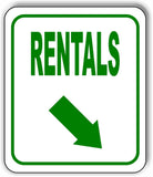 RENTALS DIRECTIONAL GREEN 8 Arrow Variations Metal Aluminum composite sign