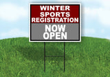 SPORTS REGISTRATION MAROON GRAY WINTER Yard Sign with Stand LAWN SIGN