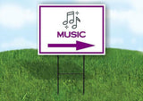 MUSIC PURPLE ARROW RIGHT Yard Sign Road with Stand LAWN SIGN Single sided