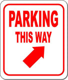 PARKING THIS WAY DIRECTIONAL RED 8 Arrow Variations Aluminum composite sign