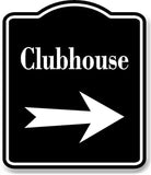 Clubhouse Golf Course Right Arrow BLACK Aluminum Composite Sign