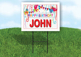 JOHN HAPPY BIRTHDAY BALLOONS 18 in x 24 in Yard Sign Road Sign with Stand