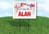 ALAN HAPPY BIRTHDAY BALLOONS 18 in x 24 in Yard Sign Road Sign with Stand