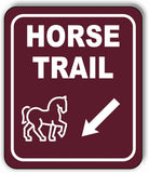 HORSE TRAIL DIRECTIONAL 45 DEGREES DOWN LEFT ARROW Metal Aluminum composite sign