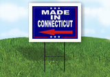 CONNECTICUT MADE IN LEFT ARROW Yard Sign w Stand LAWN SIGN Single