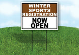 SPORTS REGISTRATION BROWN WHITE WINTER Yard Sign with Stand LAWN SIGN