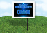 CHEYENNE RETIREMENT BLUE 18 in x 24 in Yard Sign Road Sign with Stand