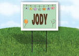 JODY WELCOME BABY GREEN  18 in x 24 in Yard Sign Road Sign with Stand