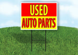 USED AUTO PARTS RED YELLOW Plastic Yard Sign ROAD SIGN with Stand