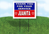 JUANITA THANK YOU SERVICE 18 in x 24 in Yard Sign Road Sign with Stand