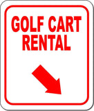 GOLF CART RENTAL RED 8 Arrow Variations Metal Aluminum composite sign