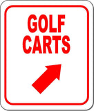 GOLF CARTS RED 8 Arrow Variations Metal Aluminum composite sign