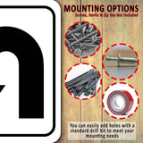 U-Turn left arrow Black metal outdoor sign