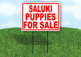 Saluki PUPPIES FOR SALE RED Yard Sign Road with Stand LAWN SIGN