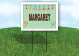 MARGARET WELCOME BABY GREEN  18 in x 24 in Yard Sign Road Sign with Stand