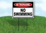 NO TRESPASSING NO Swimming Yard Sign Road sign with Stand LAWN POSTER