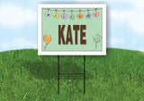 KATE WELCOME BABY GREEN  18 in x 24 in Yard Sign Road Sign with Stand