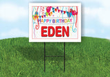 EDEN HAPPY BIRTHDAY BALLOONS 18 in x 24 in Yard Sign Road Sign with Stand