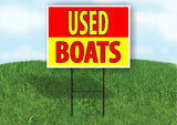 USED BOATS RED YELLOW Plastic Yard Sign ROAD SIGN with Stand