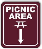 PICNIC AREA DIRECTIONAL DOWN ARROW CAMPING Aluminum composite sign