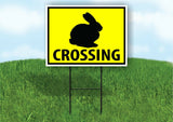 RABBIT CROSSING XING YELLOW Plastic Yard Sign ROAD SIGN with Stand