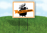 HAPPY HALLOWEEN CAULDRON BANNER Yard Sign with Stand LAWN SIGN