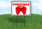 CHRISTMAS SALE RED BOW Yard Sign with Stand LAWN SIGN