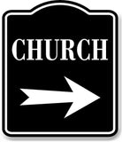 Church Right Arrow BLACK Aluminum Composite Sign
