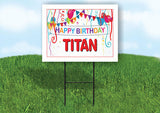 TITAN HAPPY BIRTHDAY BALLOONS 18 in x 24 in Yard Sign Road Sign with Stand