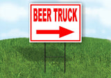 BEER TRUCKS RIGHT arrow red Yard Sign Road with Stand LAWN SIGN Single sided