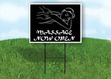 MASSAGE NOW OPEN BLACK Plastic Yard Sign ROAD SIGN with Stand