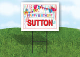 SUTTON HAPPY BIRTHDAY BALLOONS 18 in x 24 in Yard Sign Road Sign with Stand