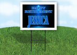 JESSICA RETIREMENT BLUE 18 in x 24 in Yard Sign Road Sign with Stand
