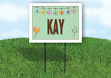 KAY WELCOME BABY GREEN  18 in x 24 in Yard Sign Road Sign with Stand