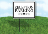 RECEPTION  PARKING SCROLL HEART BLACK BORDER Yard Sign Road with Stand LAWN SIGN