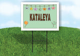 KATALEYA WELCOME BABY GREEN  18 in x 24 in Yard Sign Road Sign with Stand