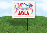 JAYLA HAPPY BIRTHDAY BALLOONS 18 in x 24 in Yard Sign Road Sign with Stand
