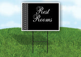 REST ROOMS LACE SIDE BLACK Yard Sign with Stand LAWN SIGN