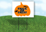 TRICK OR TREAT PUMPKIN SPIDER BAT Yard Sign with Stand LAWN SIGN