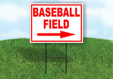 BASEBALL FIELD RIGHT ARROW RED 18INX24IN YARD ROAD SIGN W/ STAND