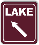 LAKE DIRECTIONAL 45 DEGREES UP LEFT ARROW CAMPING Aluminum composite sign